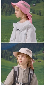 Detailansicht Kinder-Sonnenhut mit atmungsaktivem Netz und langem Nackenschutz-Design