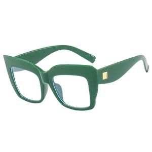 Occhiali oversize squadrati cat-eye verde bosco con eleganti dettagli dorati
