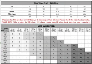 Men's solid knit sweater size chart with chest, shoulder, and length measurements in cm