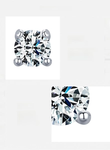 Detailed specs of S925 sterling silver studs with D-color VVS1 3EX moissanite stones