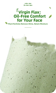 Macro detail of virgin flax oil blotting paper with natural plant particles for face care