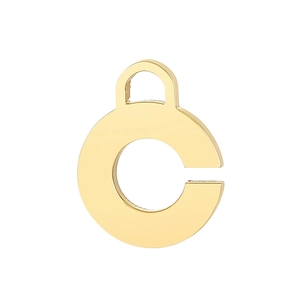 Polished gold stainless steel C-shaped pendant necklace with minimalist hollow design
