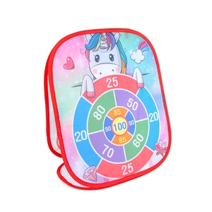 Foldable 3-in-1 unicorn dart board and bean bag toss game for kids indoor outdoor play