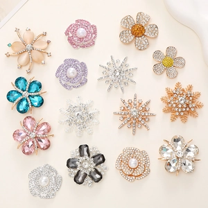 Alloy Rhinestone Faux Artificial Pearl Flower Snowflake Charms For DIY Jewelry Making Phone Case Shoe Accessories Fashionable Sparkling