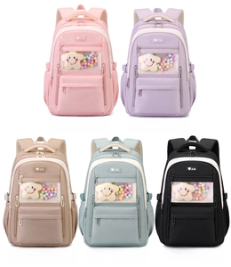 Detailed view of the color palette for the waterproof nylon school backpack with transparent pocket
