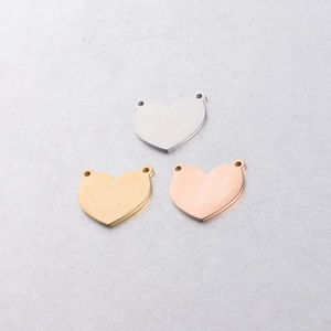 Three mirror stainless steel heart charms in gold, silver and rose gold for DIY jewelry