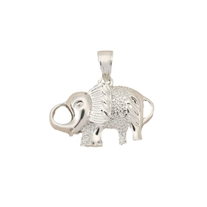 Polished silver elephant pendant with textured body and metallic finish for DIY necklaces