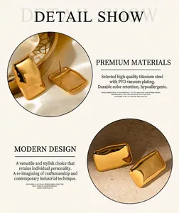 Detailed macro view of 18K gold-plated stainless steel rectangular fringe earrings