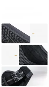 Détails de la visière pare-soleil noire avec maille respirante et boucle ajustable