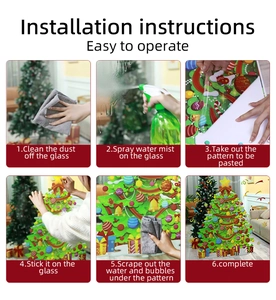 Step-by-step guide for applying Christmas tree static stickers on glass windows