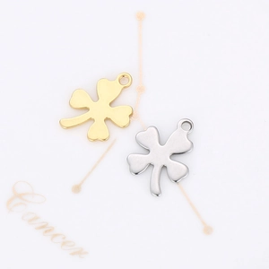 Pendentifs trèfle à quatre feuilles en acier inoxydable doré et argenté pour bijoux DIY