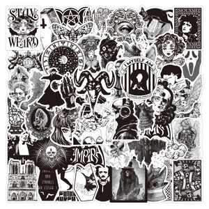 500pcs black and white punk gothic graffiti stickers for laptop and luggage vinyl decals
