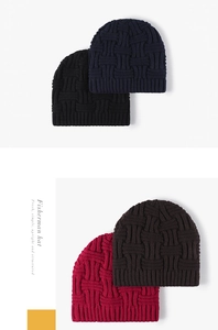 Detailed basket weave texture of fisherman beanies in black navy red and brown colors
