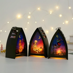 Lanterne LED di Halloween con zucca, scheletro e strega per decorazione spaventosa