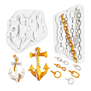 Stampo in silicone con ancora e catena per decorazione torte e artigianato in resina