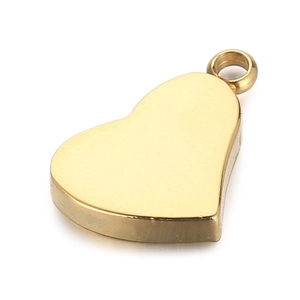 Polished gold minimalist 3D heart-shaped stainless steel pendant for DIY jewelry making