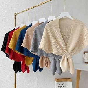 Hollow out knitted shawl wrap for women available in multiple elegant colors