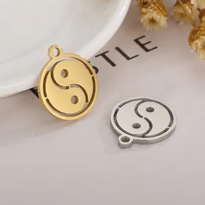 Yin Yang Tai Chi Pendants Stainless Steel Hollow Round Charms For DIY Jewelry Making Accessories Chinese Style