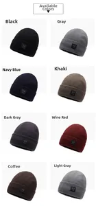 Grid display showing eight diverse color options for men's fleece-lined knit beanies