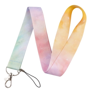 Starry sky gradient lanyard with metal lobster clasp and macaron colors on white background