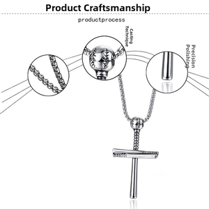 Detail showing high-polish finish and casting craftsmanship of the stainless steel baseball cross