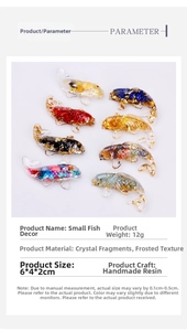 Fish decor made of crystal gravel and resin, measuring 6x4x2cm with a 12g weight