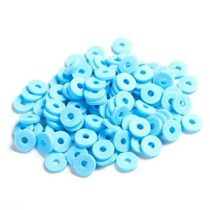 Perles intercalaires en argile polymère bleu ciel 6mm pour bijoux et bracelets DIY