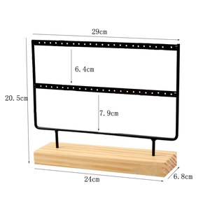 Detailed technical drawing showing 20.5cm height and dimensions of wooden earring stand