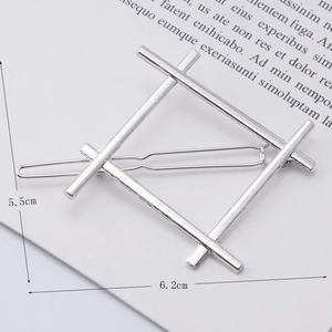 Silver hashtag geometric metal hair clip with 6.2cm width and 5.5cm height dimensions