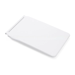 Closed view of portable white LED makeup mirror with folding hinge and matte finish