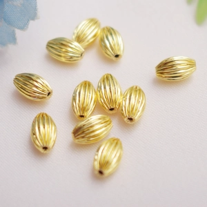 14K gold filled striped melon-shaped beads for handmade DIY jewelry and bracelets