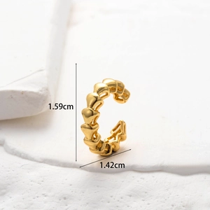 Macro shot of gold zircon butterfly ear cuff with 1.59cm by 1.42cm size dimensions