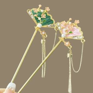 Forcine per capelli classiche a forma di ventaglio con fiori in smalto e nappe in metallo