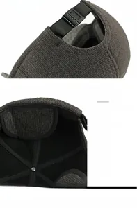 Detailansicht der Winter-Basecap mit warmem schwarzen Fleecefutter und verstellbarem Verschluss