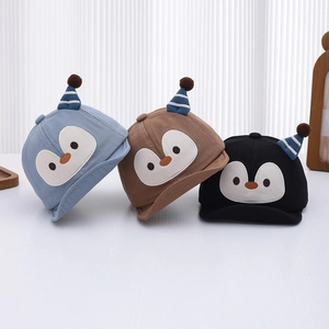 Baby Baseball Cap Cotton Cartoon Penguin Soft Brim Sun Hat For Toddlers Adjustable Cute Outdoor Headwear