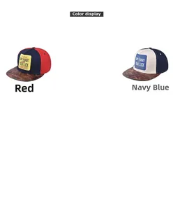 Vue détaillée montrant les variantes de couleurs pour casquettes hip hop à visière