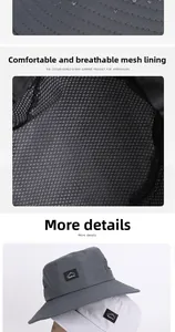 Detail of waterproof nylon fabric and breathable mesh lining for outdoor sun hat