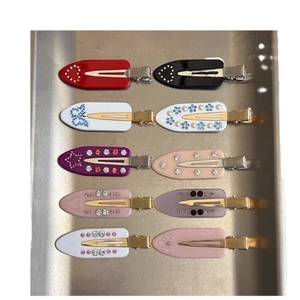 10-piece floral rhinestone duckbill hair clip set with butterfly and heart charms