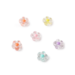 Transparent acrylic flower beads in various pastel colors for DIY jewelry making