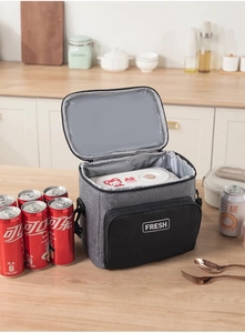 Close-up of insulated lunch bag with thermal aluminum foil lining and fresh design