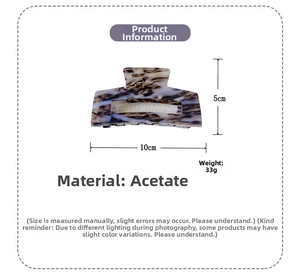 Detailed size specifications for 10cm acetate hair claw clip with tortoiseshell pattern