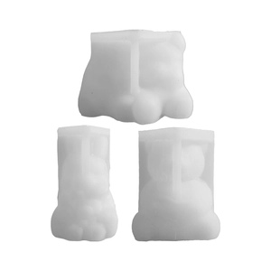 Set di 3 stampi in silicone traslucido per candele a orso e coniglio e lavori in gesso