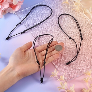 Cordon de collier en corde cirée noire réglable avec boucle pour pendentifs bijoux DIY