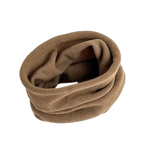 Brown soft fleece neck warmer with wide elastic design for autumn and winter comfort