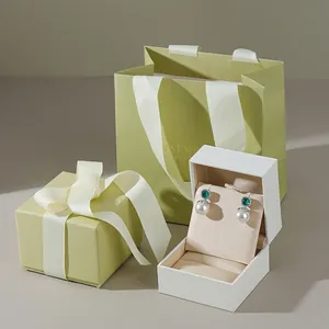 Jewelry Gift Box Handbag Specialty Paper Satin Lining Bowknot Ribbon Elegant Packaging For Necklace Ring Earring Birthday Proposal