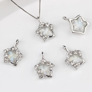 Star Shaped Pendants Alloy Resin Rhinestone Charms Iridescent Shell Effect For DIY Jewelry Making Necklace Bracelet
