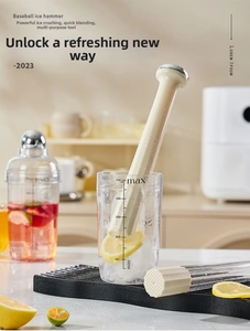 Manual plastic ice muddler with measuring cup for lemon tea and cocktails