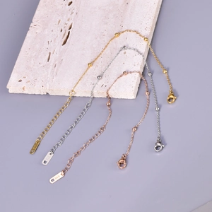 Minimalist 316L Titanium Steel Round Bead Bracelet Anklet For Women Korean Style Thin Adjustable Chain Foot Jewelry K18 Plated