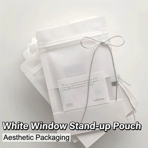 White Kraft Paper Self Sealing Bags With Matte Clear Window Jewelry Packaging Gift Storage Pouches Minimalist Elegant