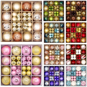Christmas Ball Ornaments Painted Shatterproof Baubles For Holiday Tree Decoration Multi Color Assorted Designs Plastic